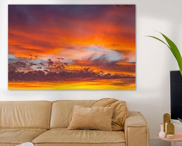 Zonsondergang Bloubergstrand Beach, Tafelberg Zuid Afrika van Willem Vernes