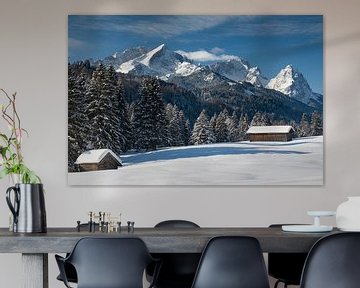 View to the Zugspitze near Garmisch-Partenkirchen in winter