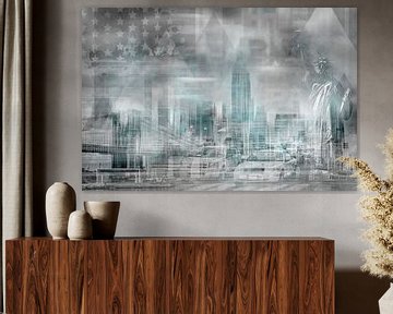 City Shapes MANHATTAN COLLAGE | turquoise