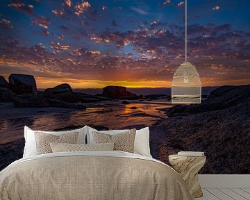 Zonsondergang, Bloubergstrand Beach, Zuid-Afrika van Willem Vernes