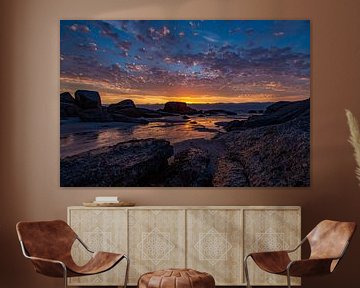 Zonsondergang, Bloubergstrand Beach, Zuid-Afrika van Willem Vernes