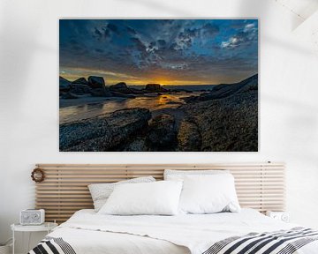 Zonsondergang, Bloubergstrand Beach, Zuid-Afrika