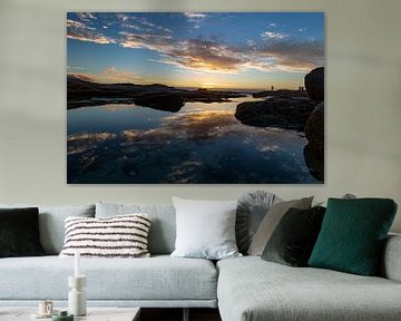 Zonsondergang, Bloubergstrand Beach, Zuid-Afrika van Willem Vernes