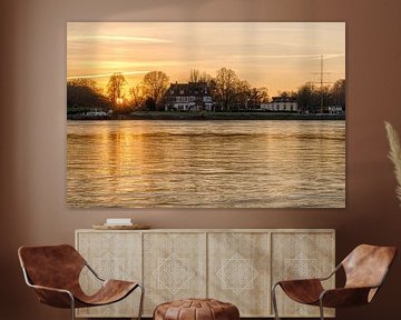 Goldener Sonnenuntergang am Rhein von Uwe Ulrich Grün