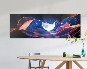 Grand Canyon With Space & Full Moon Collage I - Panoramic van ArtDesignWorks