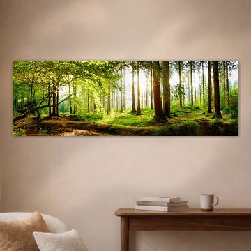 Forêt idyllique au lever du soleil sur Günter Albers