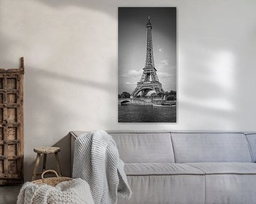 PARIS Eiffelturm & Seine Panorama | Monochrom von Melanie Viola