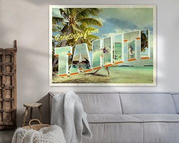 Grüße von Tahiti Vintage Strand Karte von iPics Photography