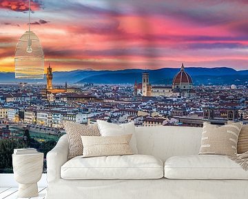 Skyline Florence at sunset (2019) van Teun Ruijters