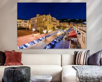 Restaurants at Cours Saleya in Nice at night by Werner Dieterich