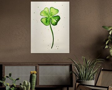 Das vierblättrige Kleeblatt (Aquarellmalerei Blumen Pflanzen Kleeblatt Glück Liebe 4) von Natalie Bruns