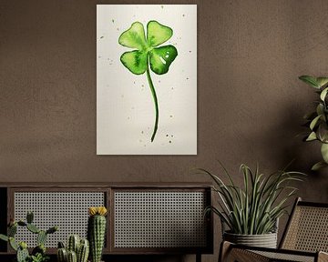 The four leaf clover (watercolor painting flowers plants clover leaf happiness love 4) by Natalie Bruns