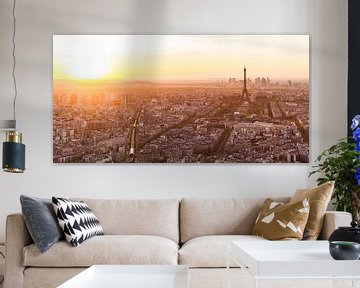 Vue de Paris avec la Tour Eiffel au coucher du soleil sur Werner Dieterich