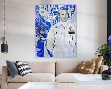 Paul Newman - Poster Collage Blauw van Felix von Altersheim