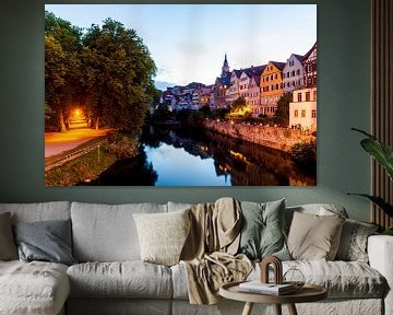 Façade du Neckar à Tübingen le soir sur Werner Dieterich