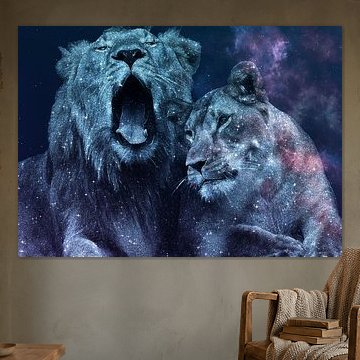 Galaxy Lion Couple in Love