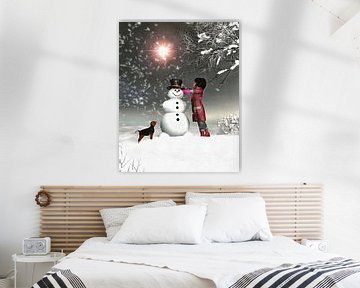 Kinderen Kunst- Amy and Buddy Bouwen aan een sneeuwpop van Jan Keteleer