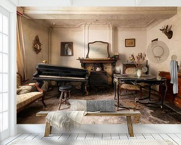 Piano in een Verlaten Huis. van Roman Robroek - Foto's van Verlaten Gebouwen