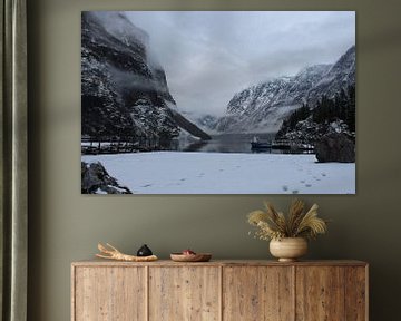 Landschap Noorwegen, Bergen, sneeuw, uitzicht, van Angela van den Berg