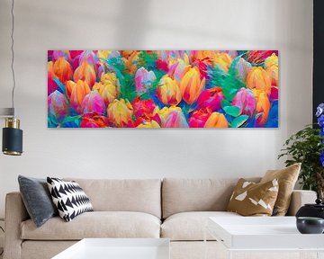 abstracte tulpen in een panorama beeld