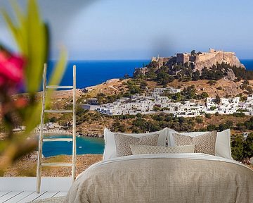 Lindo's op het eiland Rhodos in Griekenland van Werner Dieterich