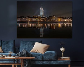 Deventer skyline by night van Hans Brasz