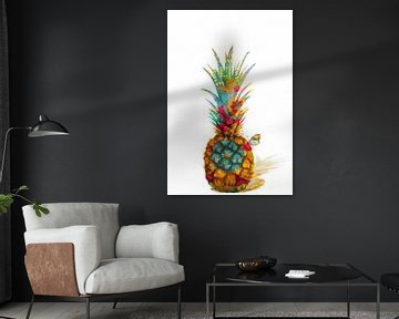 Ananas mit Schmetterling abstrakt