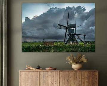 windmill with thunderstorm by Menno van der Haven