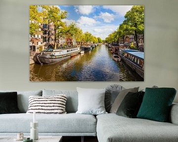 Pleasure barges at Brouwersgracht canal in Amsterdam by Werner Dieterich