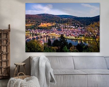 Heidelberg met het kasteel bij zonsondergang van Werner Dieterich