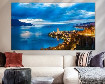 Montreux am Genfersee am Abend von Werner Dieterich