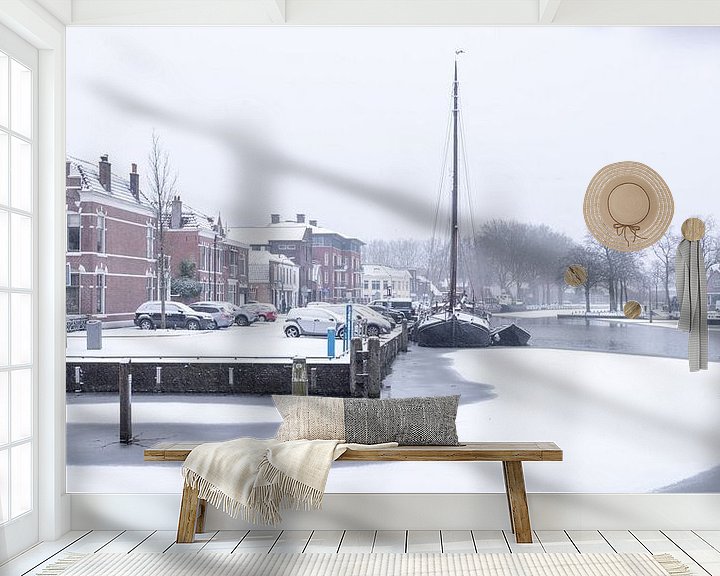 Beispiel fototapete: Der Hafen von Woerden im Schnee. von John Verbruggen