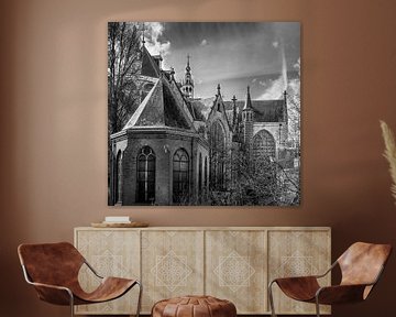 Partie de l'église Sint-Jans à Gouda en noir et blanc. sur Remco-Daniël Gielen Photography