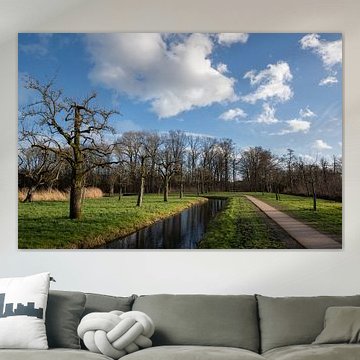 Schöner bewölkter Himmel über dem Obstgarten in Bredius, Woerden