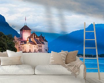 Kasteel Chillon aan het meer van Genève in Zwitserland van Werner Dieterich
