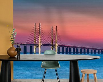 Panorama and sunset at the Oresund Bridge, Malmö, Sweden by Henk Meijer Photography