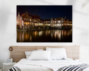 the old harbour of Enkhuizen by night by Anneke Reiss