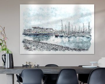 Jachthaven van Wemeldinge (Zeeland) (kunstwerk) van Art by Jeronimo