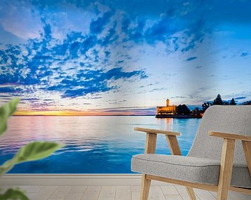 Montfort Castle in Langenargen at night by Werner Dieterich