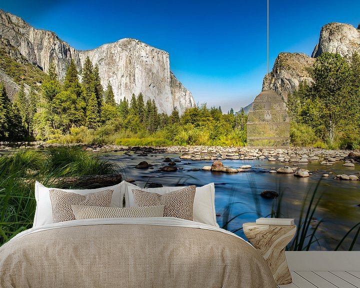 Beispiel fototapete: Der Naturpark ist bekannt für das Yosemite-Tal, ein Tal, das von Gletschern mit Granitfelsen gebilde von Martijn Bravenboer