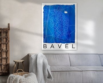 Bavel | City map Blue | Watercolour with White frame by WereldkaartenShop