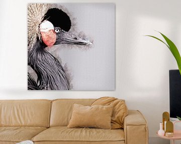 Portret van een kraanvogel (kunstwerk) van Art by Jeronimo