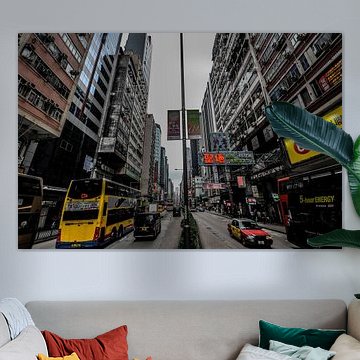 Straatbeeld Nathan Road, in Kowloon, Hong Kong