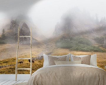 Chamois in the mist by Coen Weesjes