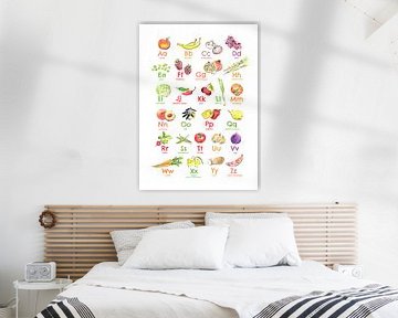 Affiche alphabétique fruits et légumes sur Karin van der Vegt