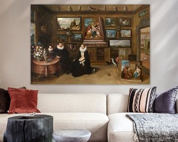 Portret van een familie in een kunstkamer, Frans Francken (II)