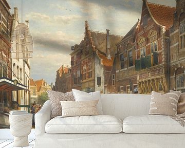 Malerei der Wijdstraat in Oudewater im Sommer, Cornelis Springer