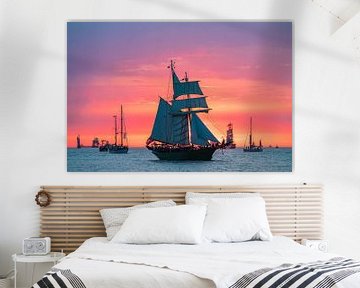 Sailing ships on the Baltic Sea in Warnemuende, Germany