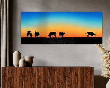 Sunset Cows van Harry Hadders