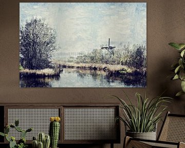 Zeeuws landschap op het eiland Tholen inclusief molen De Jager van Art by Jeronimo